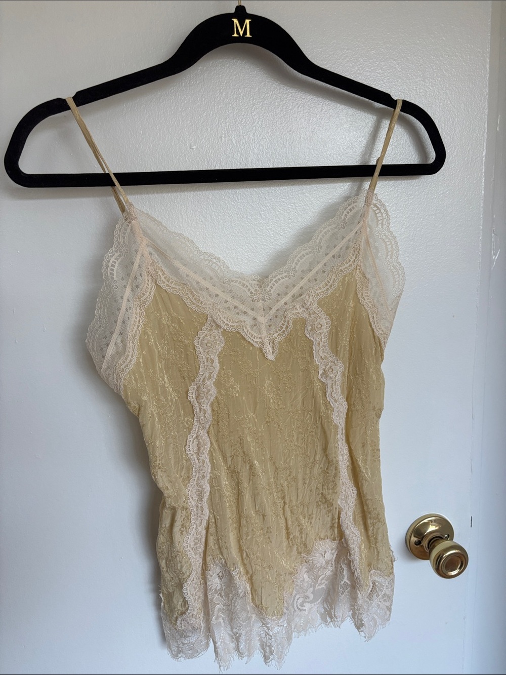 Zara Lace-Trim Slip Camisole in Pale Beige and Ivory